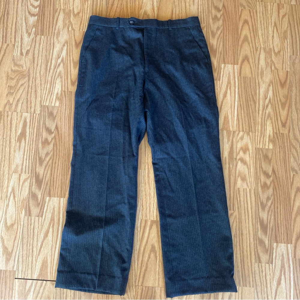 Men’s Wool Trouser Pant Pinstripe Grey Waist Size 35 Vintage 41R Work Pant